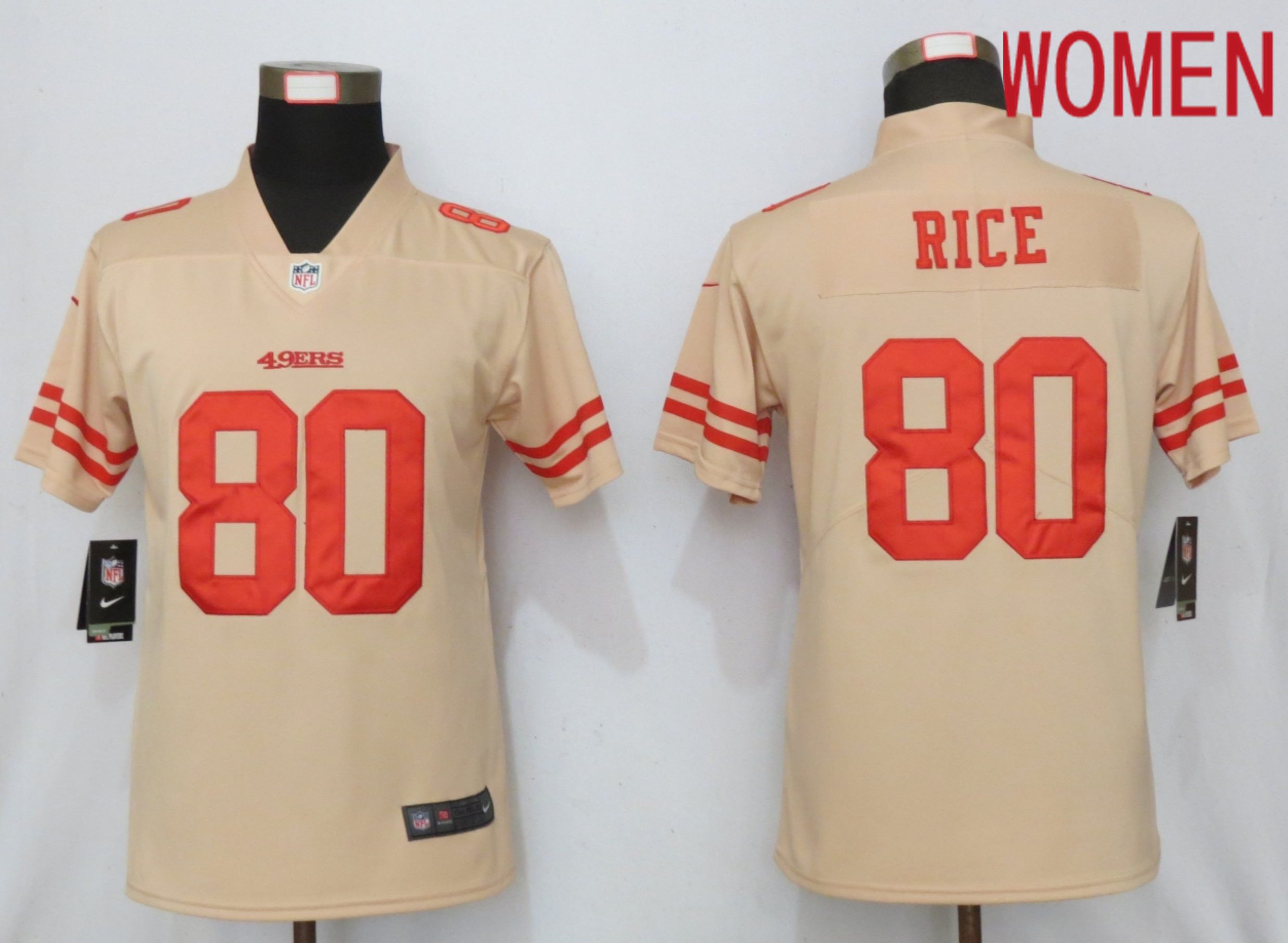 Women San Francisco 49ers 80 Rice 2019 Vapor Untouchable Nike Gold Inverted Elite Playe NFL Jerseys